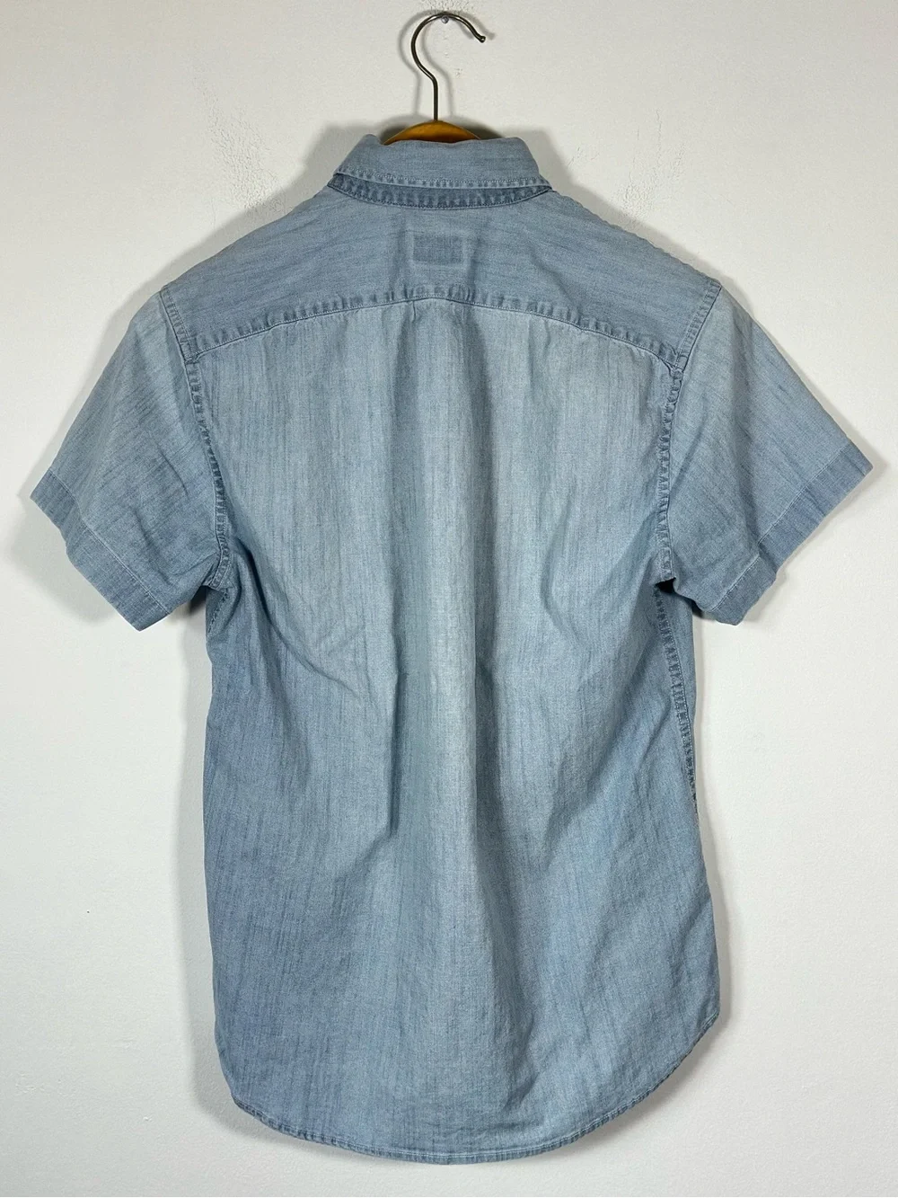 J. Crew Stretch Men's Cotton Slim Flex Button Down Short Sleeve Shirt Blue XS